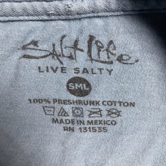 Salt Life Shirt Mens Small Blue Long Sleeve Salty State Mind Surf Graphic Beach - Picture 9 of 9
